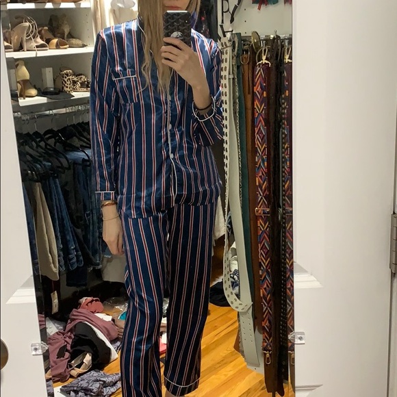 Blue striped silky Pj set small - Picture 3 of 8